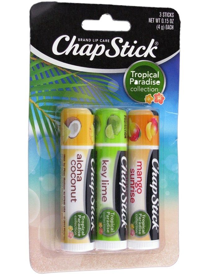 Chapstick Tropical Paradise Collection Lip Care Size .15 Ounce, 3 Sticks
