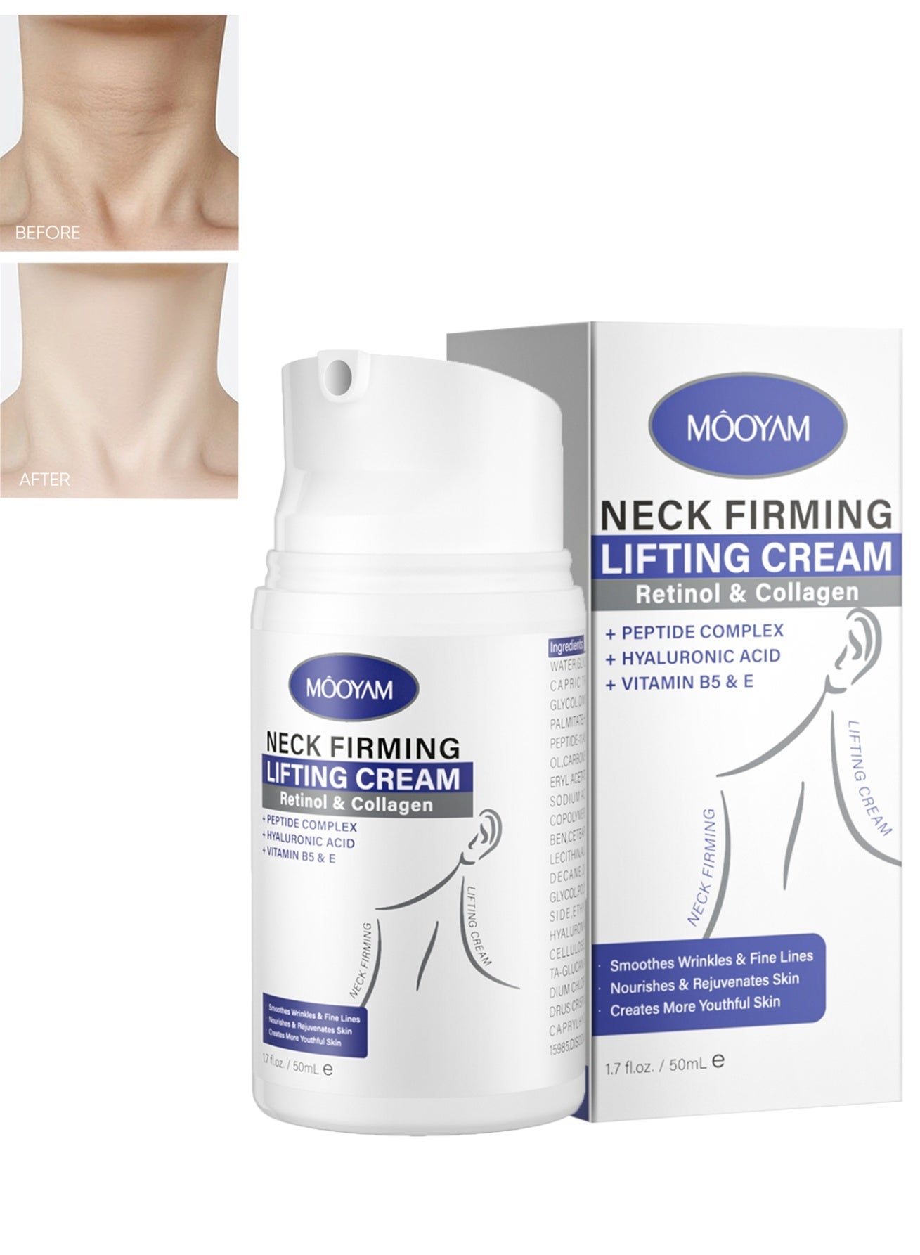 Firming and Lifting Neck Cream, Neck and Body Firming Cream for Anti-Aging,Reduces Wrinkles and Double Chin Appearance Lightens Neck Lines