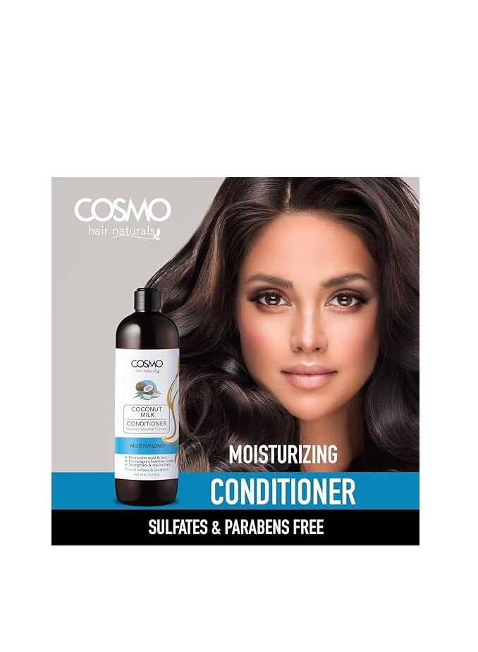 Cosmo Hair Naturals Coconut Milk All Hair Conditioner 480ml, Moisturizing, Reduces Seasonal Dryness, Strengthens & Repairs Hair