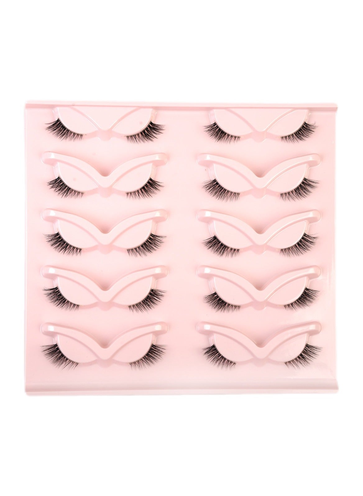 False Eyelashes Natural Half Lashes Short Wispy Clear Band Lashes Pack 10 Pairs Multipack