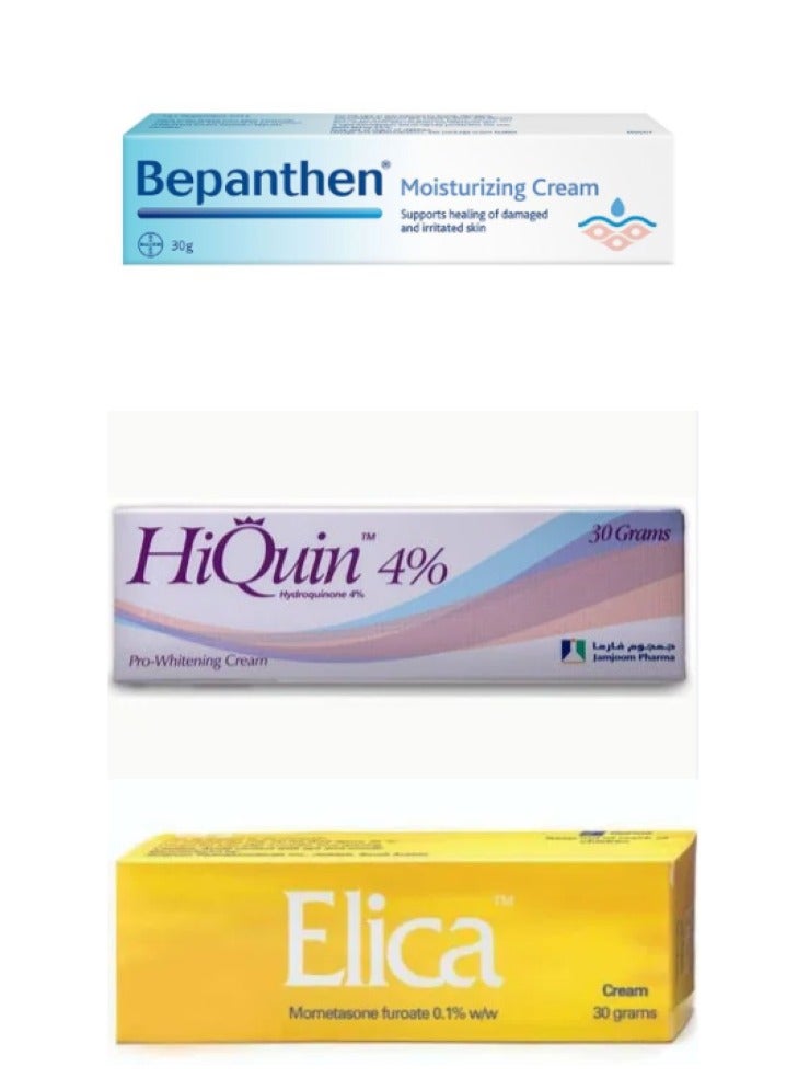 Bepanthen 30g + Elica 30g + Hi Queen 4% Skin Lightening Cream 3PCS