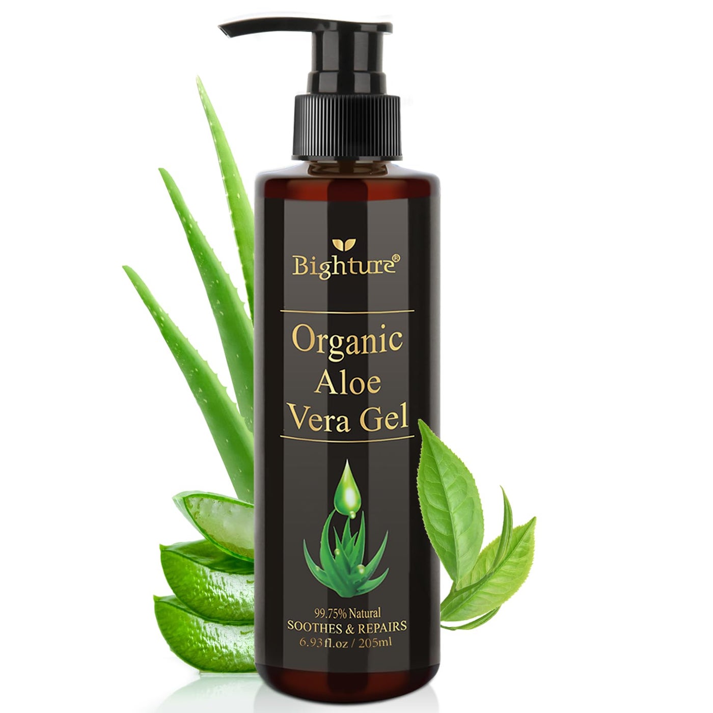 Aloe Vera Gel Infused with Tea Tree Oil for Skin Hydrating, Repair Skin, Aloe Vera Gel Extract from Fresh Pure Aloe Vera for Sunburn Relief, Hair, Razor- 6.76 Fl Oz