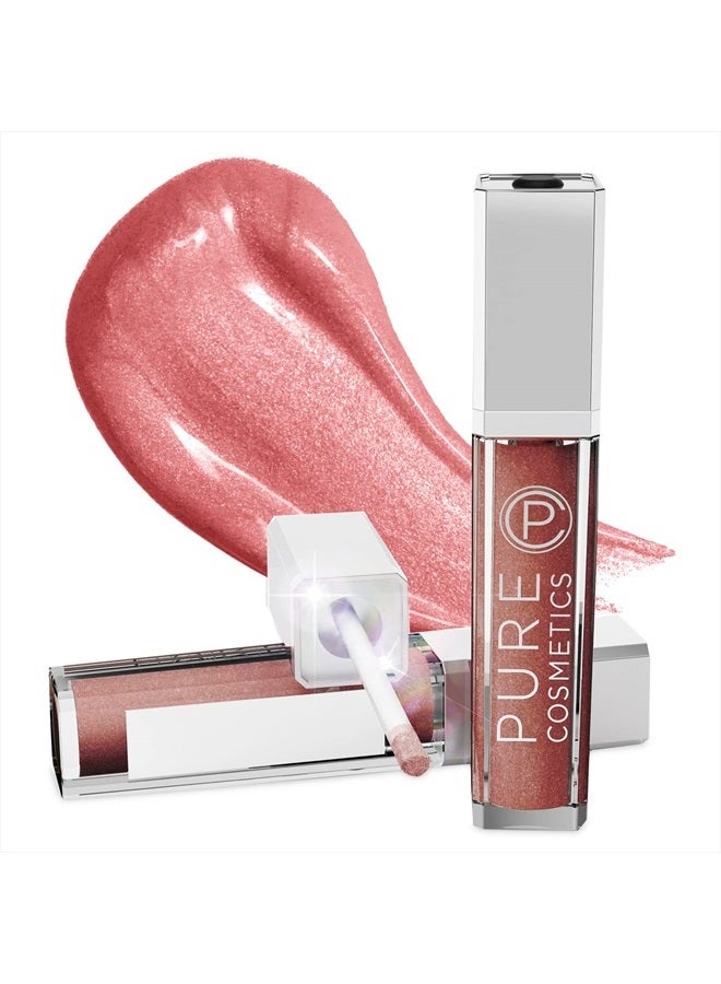 Lip Gloss, Wine Berry - Hydrating & Ultra-Moisturizing Lip Makeup with Jojoba Oil, Sweet Almond Oil & Vitamin E, LED Applicator with Mirror, Cruelty-Free and Talc-Free