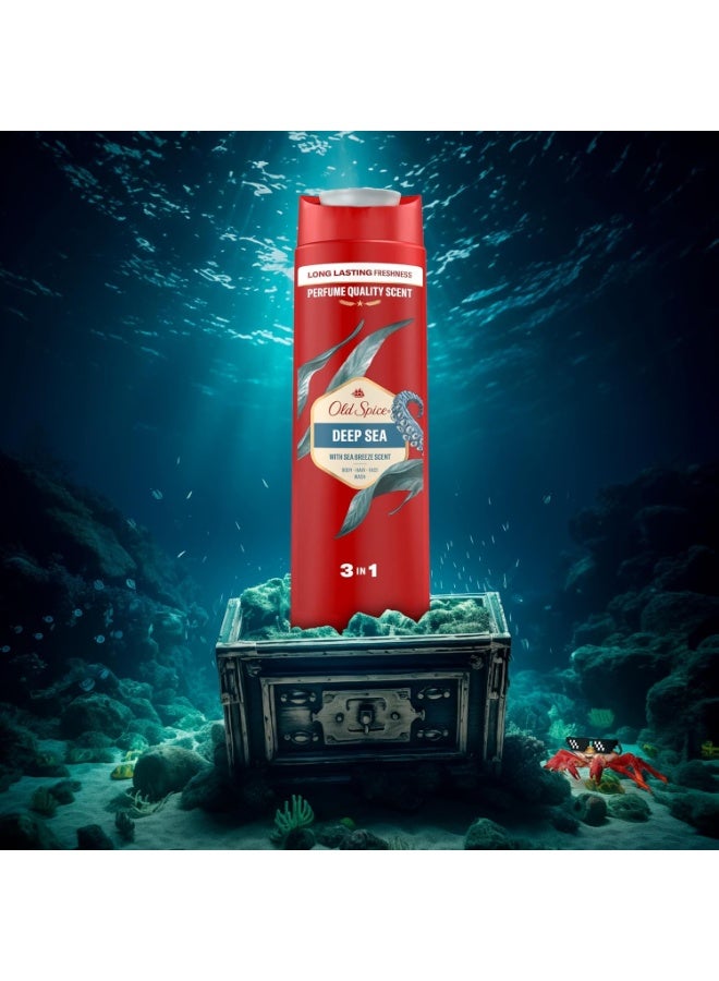Deep Sea 3-in-1 Multi-Purpose Shower Gel for Hair, Face and Body , Long Lasting Freshness, Fragrance Quality, Deep Cleansing 400 ml