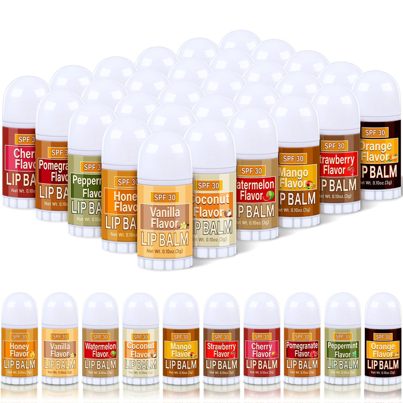 Dimsile 30 Pcs Mini Lip Balms Gift Bulk Christmas Stocking Stuffers Lip Balms Sticks Spf 30 with Sunscreen Employee Appreciation Gifts for Staff Teacher Wedding Baby Shower Party Favor