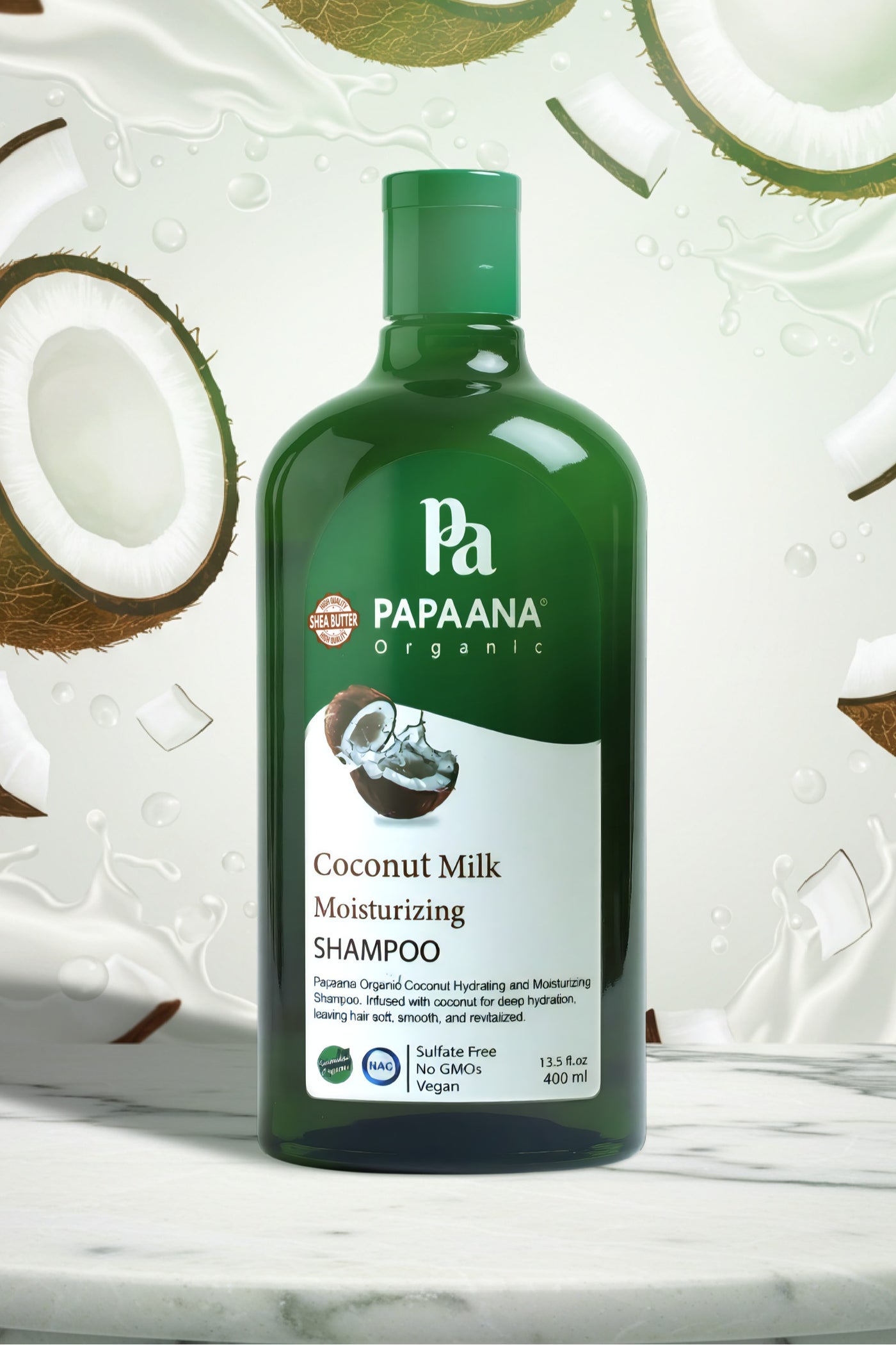 Coconut Milk Moisturizing Shampoo with Shea Butter – 400ml, Deep Hydration for Soft, Shiny, and Healthy Hair with Shea Butter