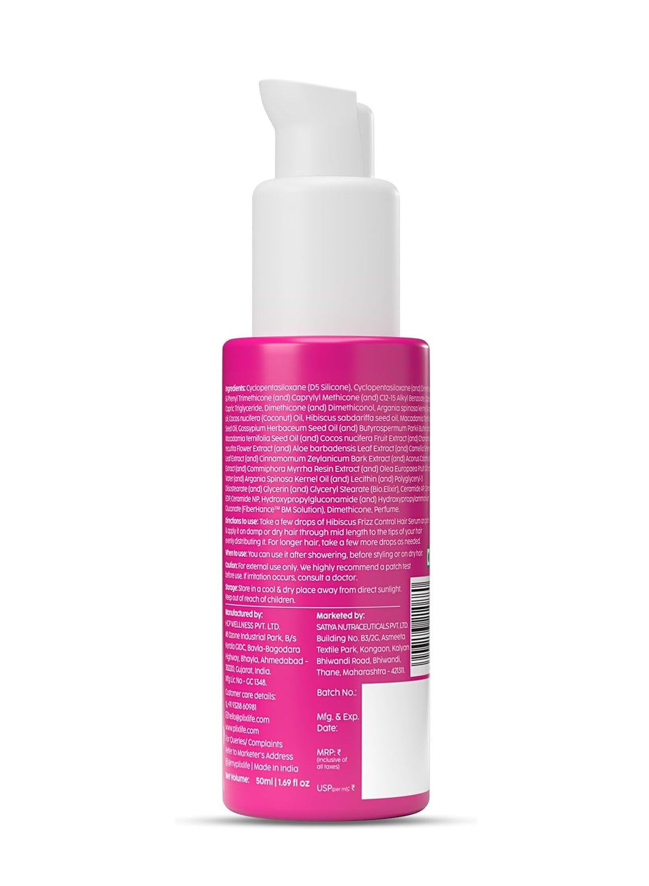 Hibiscus Frizz Control Hair Serum Protects & Smoothes, Dry, Flyaway & Frizzy Hair, With 13 Nourishing Oils 3x Strength with Fiberhance 50ml - image 2