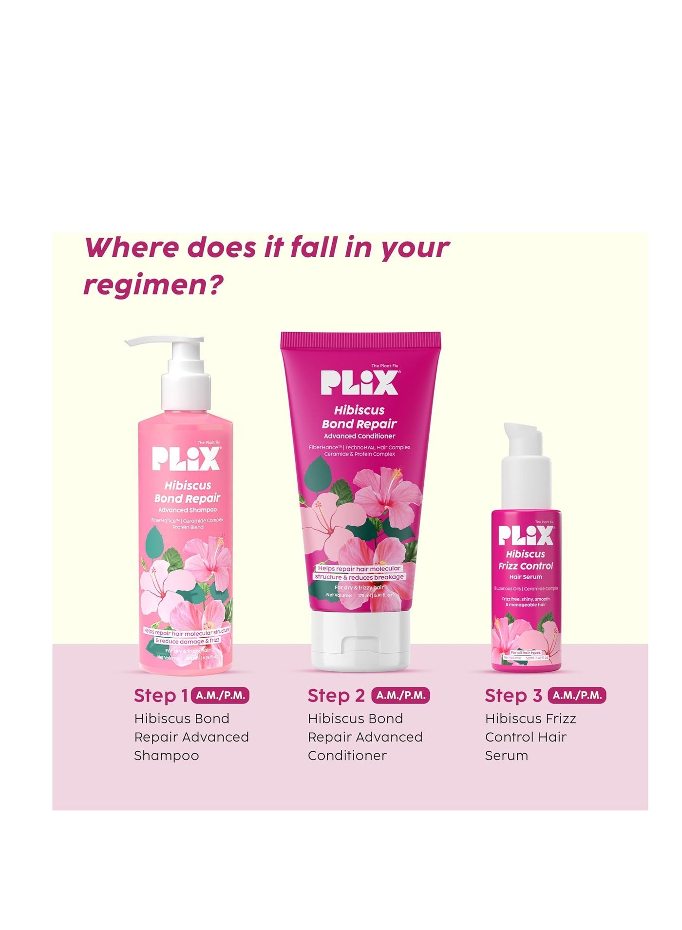 Hibiscus Frizz Control Hair Serum Protects & Smoothes, Dry, Flyaway & Frizzy Hair, With 13 Nourishing Oils 3x Strength with Fiberhance 50ml - image 7