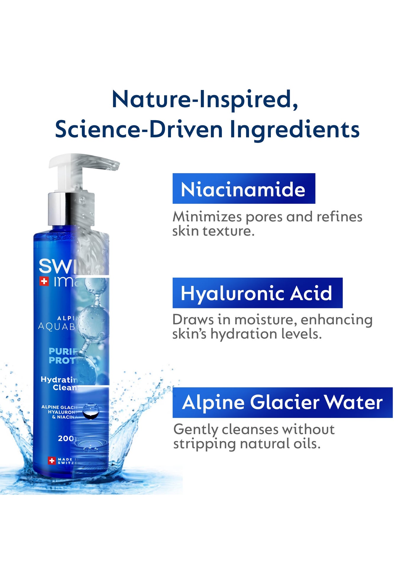 Aquaboost Hydrating Gel Cleanser With Hyaluronic Acid And Niacinamide  200 Ml Oil-Free, Deeply Hydrates, Plumps And Brightens Skin Lightweight, Non-Drying Formula For All Skin Types Swiss Made - image 3
