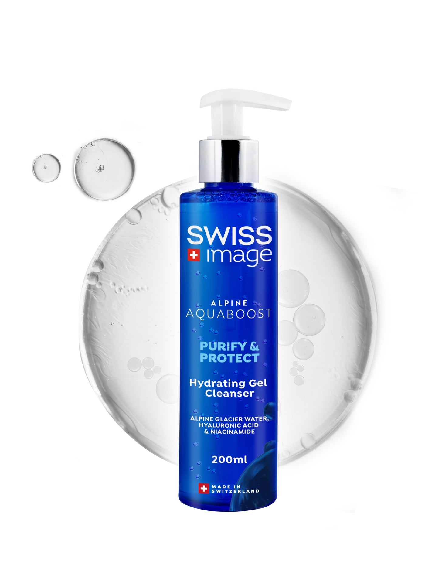 Aquaboost Hydrating Gel Cleanser With Hyaluronic Acid And Niacinamide  200 Ml Oil-Free, Deeply Hydrates, Plumps And Brightens Skin Lightweight, Non-Drying Formula For All Skin Types Swiss Made