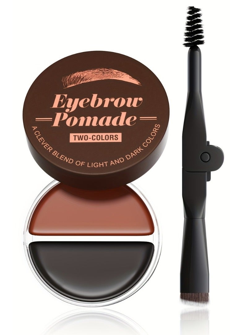 2 Color Eyebrow Pomade Natural Long Lasting Waterproof Eyebrow Makeup Gel with Eyebrow Brush Eyebrow Color Cream and Eyebrow Styling Brow Shaping Gel Pomade Light Brown and Black 02