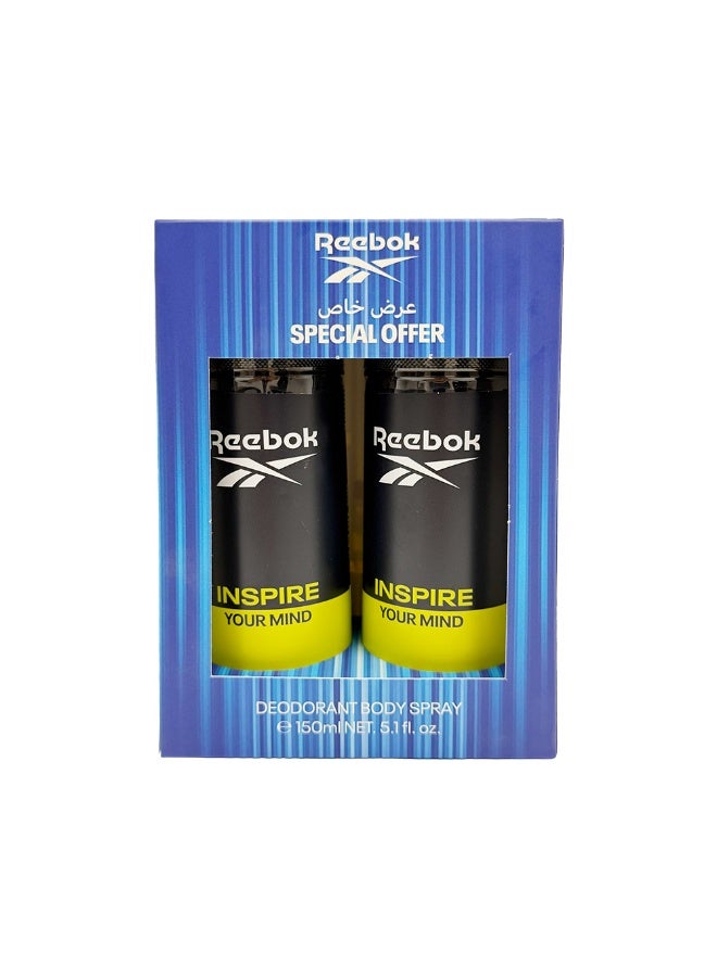 Reebok Inspire Deodorant Body Spray For Him 150Ml x2