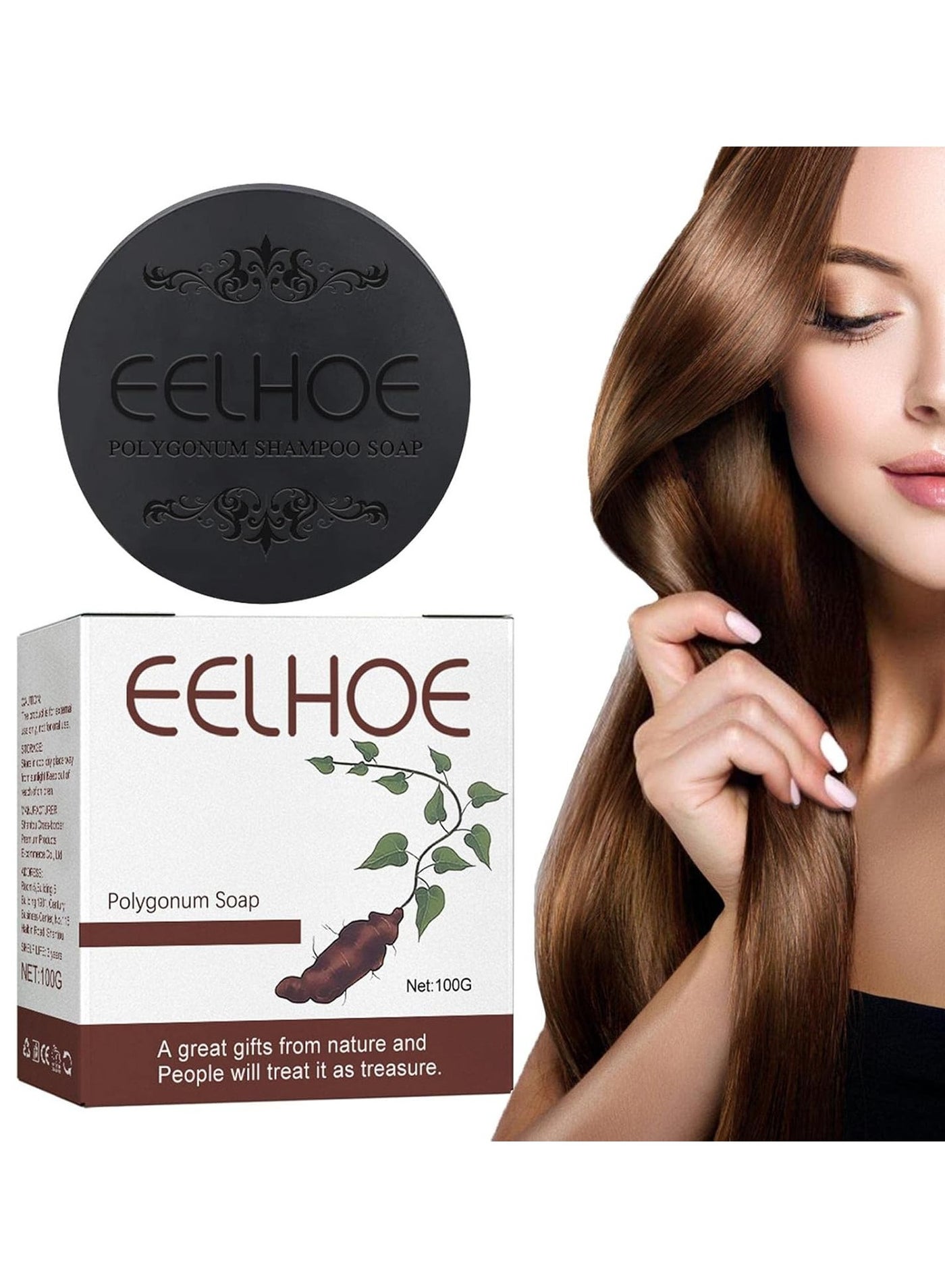 100G Polygonum Multiflorum Shampoo Soap White Hair To Black Natural Hair Darkening Nourishing Smoothing Hair Growth And Repair Cleaning Soap