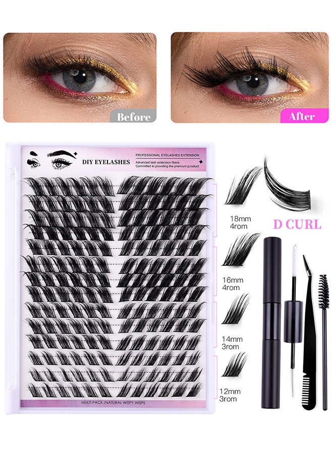 False Eyelashes 168 Clusters Of Single Clusters With Angled Flying Hair Natural And Soft Self-grafting Segmented DIY Eyelashes Set, Natural Look Effect Black Individual False Eyelashes