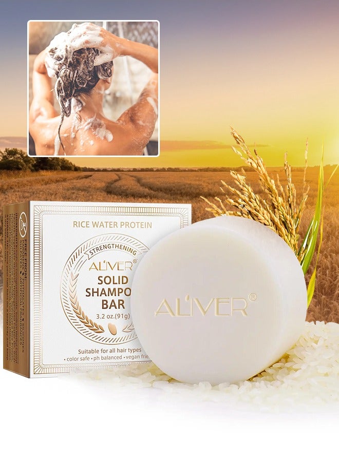 Rice Water Protein Shampoo Bar Rice Water Solid Shampoo Bar for Hair Growth Rice Water protein Shampoo Bar for Strengthening Weak or Damaged Hair Thinning Hair & Hair Loss Soap