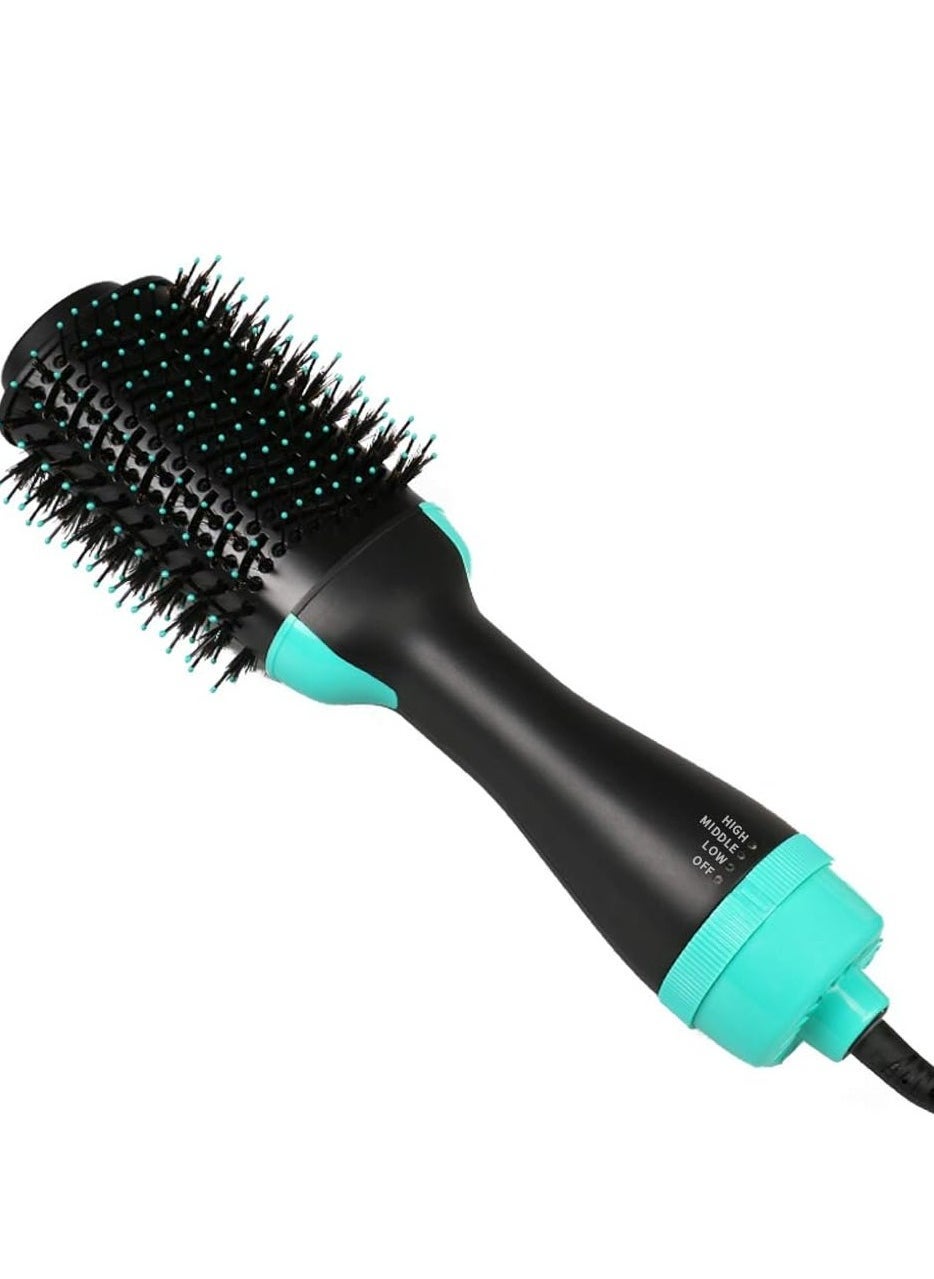 3-in-1 One-Step Hot Air Hair Brush – Electric Straightener, Curler, and Dryer Comb (Green) | Fast Drying, Styling, and Volumizing Tool for Smooth, Shiny Hair | Ideal for All Hair Types