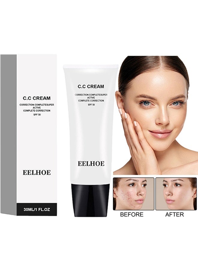 CC Cream  Self Adjusting For Mature Skin, Colour Correcting Face Sunscreen And Foundation, Pre-Makeup Primer Moisturizing Skin Concealer (IVORY) SPF 50