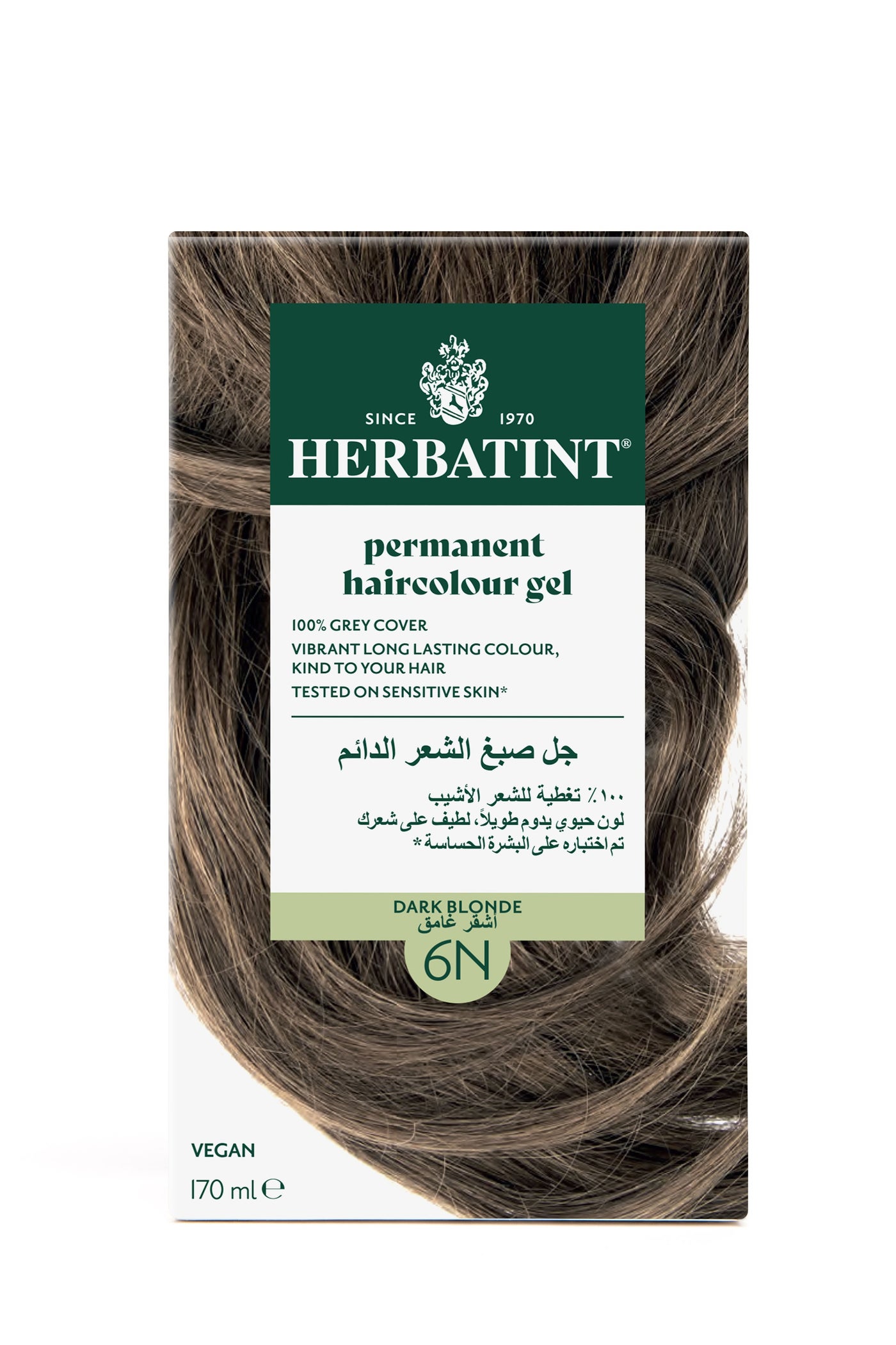 Permanent Hair Color Gel 6N Dark Blonde (4.56 Fl Oz Kit) – Natural Permanent Hair Color for Complete Gray Coverage, with Herbal Extracts, Ammonia-Free, Vegan