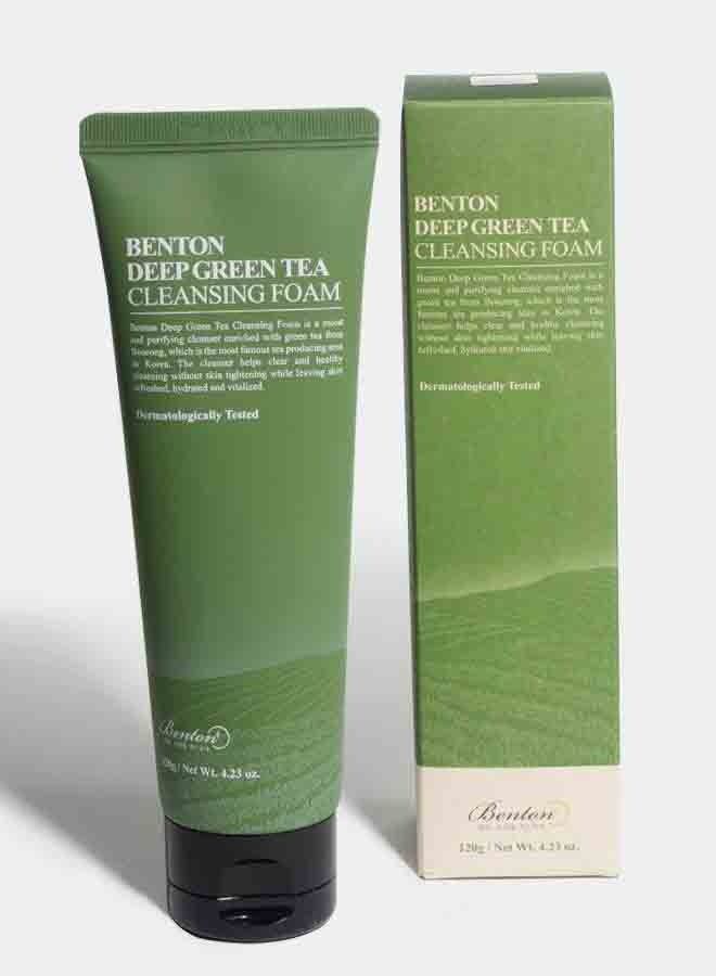 Benton Deep Green Tea Cleansing Foam 120G. Pore Tightening & Purifying Facial Foam Cleanser For Oily And Sensitive Skin, Smooth Finish Without Irritation