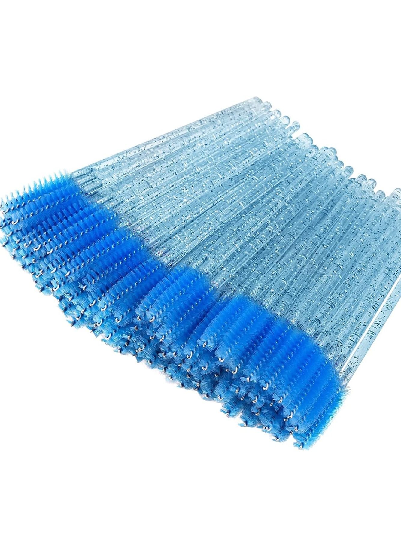 ORiTi 50 Pcs Disposable Mascara Brushes Crystal Eyelash Wands Mascara Applicator Spooly for Eyelashes (Crystal-Blue)