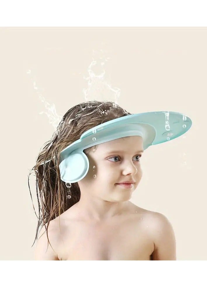Baby Shower Cap, Bathing Cap, Adjustable Visor Hat, Safe Shampoo Shower Bathing Protection Bath Cap For Toddler Baby Kids Children Blue color