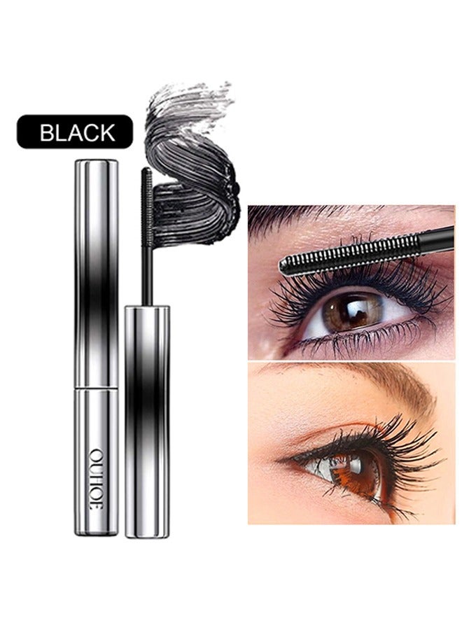 Stereoscopic Fibrous Eye Black - Eyelash Mascara Long Lasting Waterproof Sweat Proof Volumizing Lengthening Quick Dry Zero Clumps 4D Silk Fiber Lash Extension for Women #Black