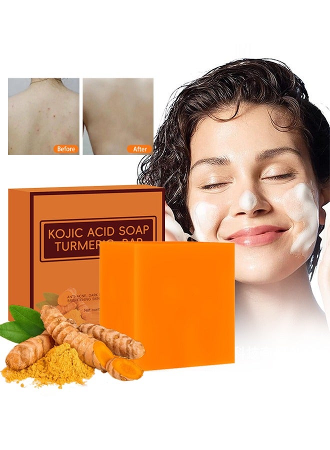 Kojic Acid Soap Turmeric Bar, Anti-Acne Dark Spot Corrector Soap, Brightning Deep Cleansing Face And Body Turmeric Soap, Tretinoin Soap, Acne Facial Turmeric Kojic Acid Soap Bar