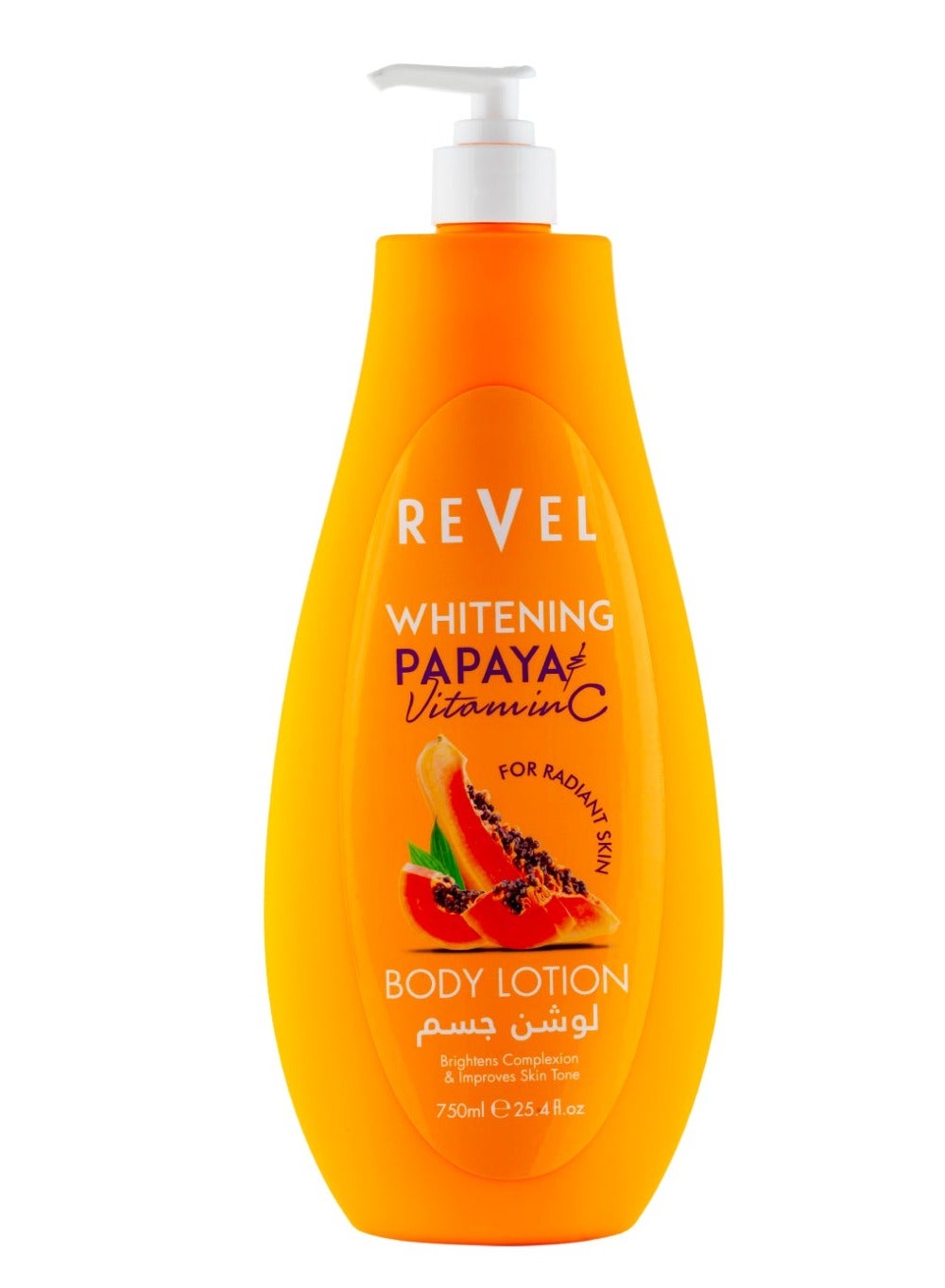 Revel Papaya Whitening Body Lotion 750ml, Natural Papaya Extract and Vitamin E, All Skin Types, Daily Moisturizer Care, for Men and Women