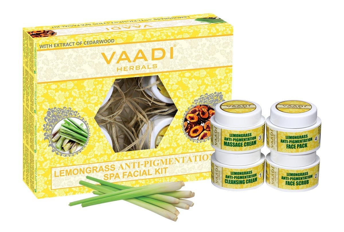 Facial Kit - Lemongrass & Cedarwood SPA Facial Kit - â˜… ALL Natural - â˜… Suitable for All Skin Types and Both for Men and Women - 70 Grams - Vaadi Herbals