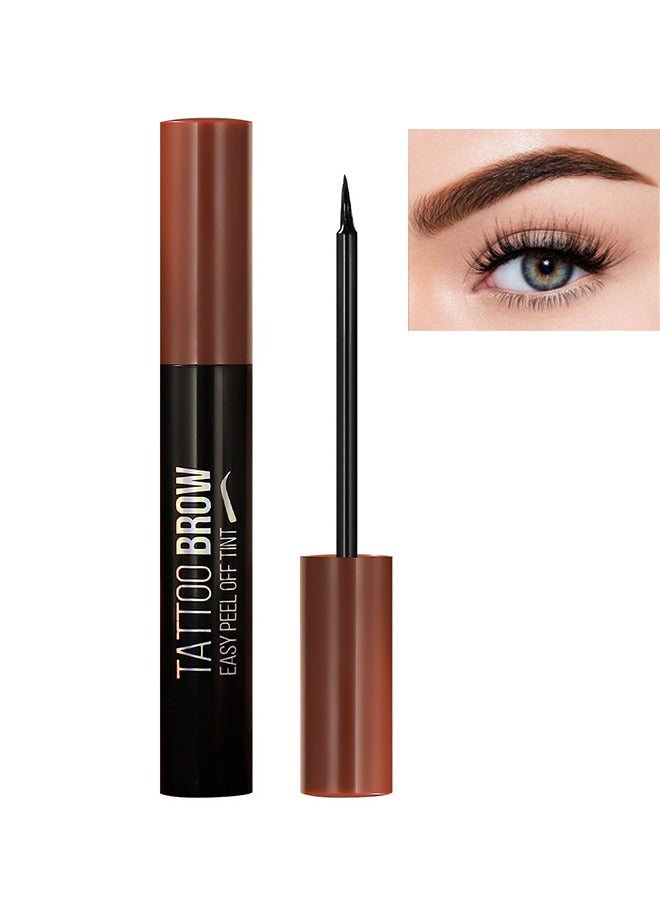 Tattoo Brow, Tattoo Peel Off Eyebrow Gel Tint, Semi Permanent Tattoo Brow Peel Off Tint Gel, Easy Peel Off Tin, Last Up to 3 Days, Waterproof and Sweat Resistant, Dark Brown