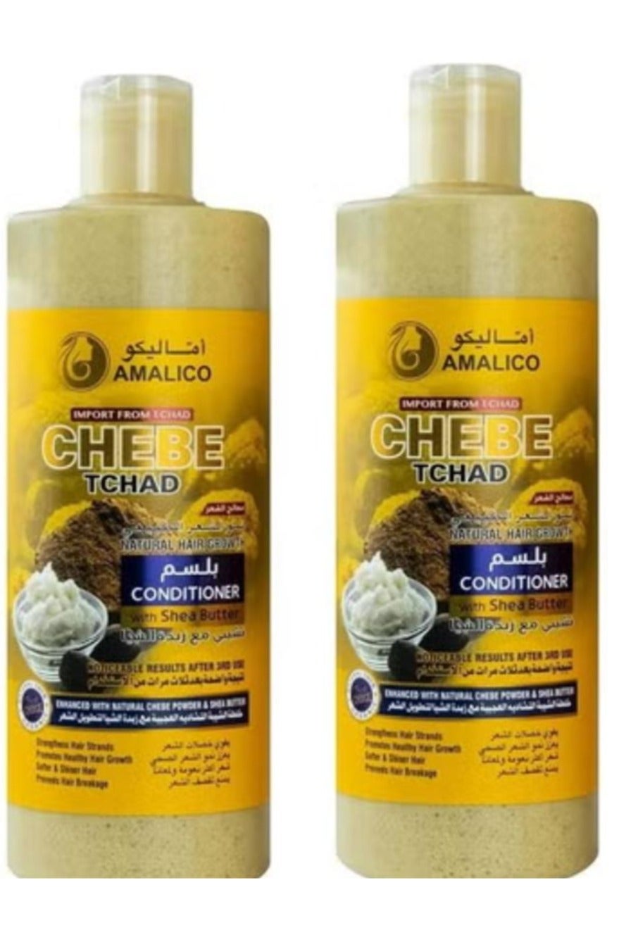 African Chebe Powder Conditioner for Hair Growth with Shea Butter Ready to Use Sweet Almond, Palm, Olive Oil Deep Scalp Nourishment Sulphate Free 500 ml 2 pcs