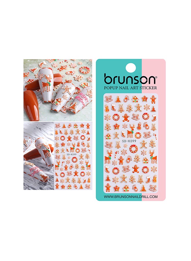 Snowflake Decals 5D Stereoscopic Embossed Snowman Nail Art Stickers 5D-K099