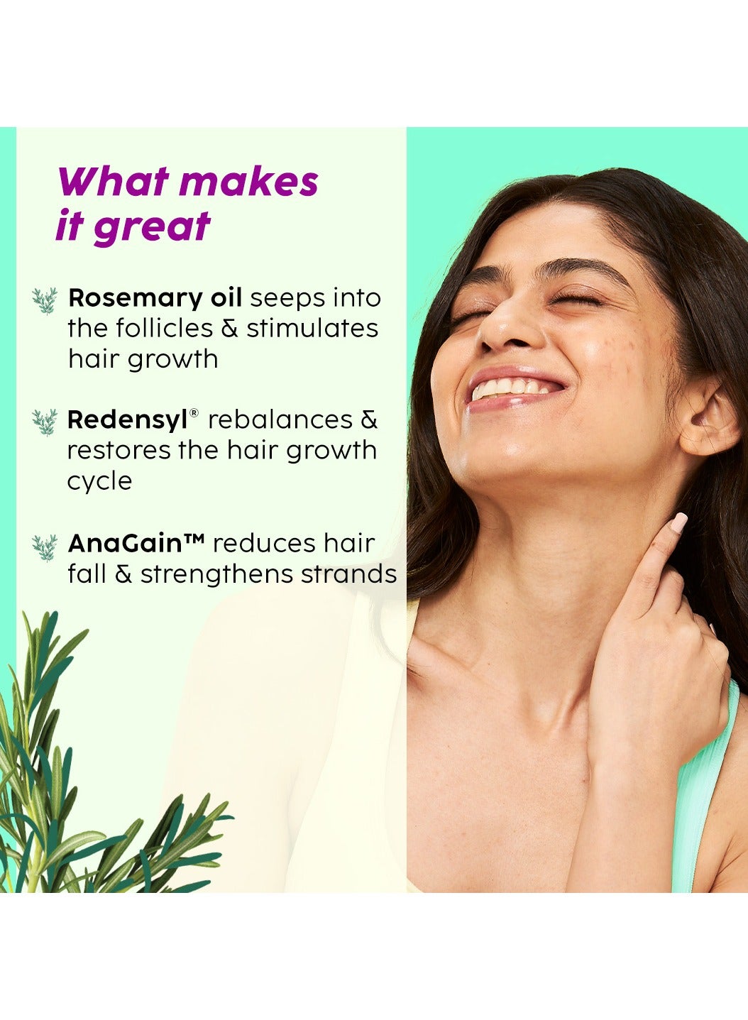 Rosemary Hair Growth Serum with 3% Redensyl, 4% AnaGain and 3% Baicapil that Stimulates Hair Growth, Increase Hair Density Thickens Hair For Men And Women, 30ml - image 2