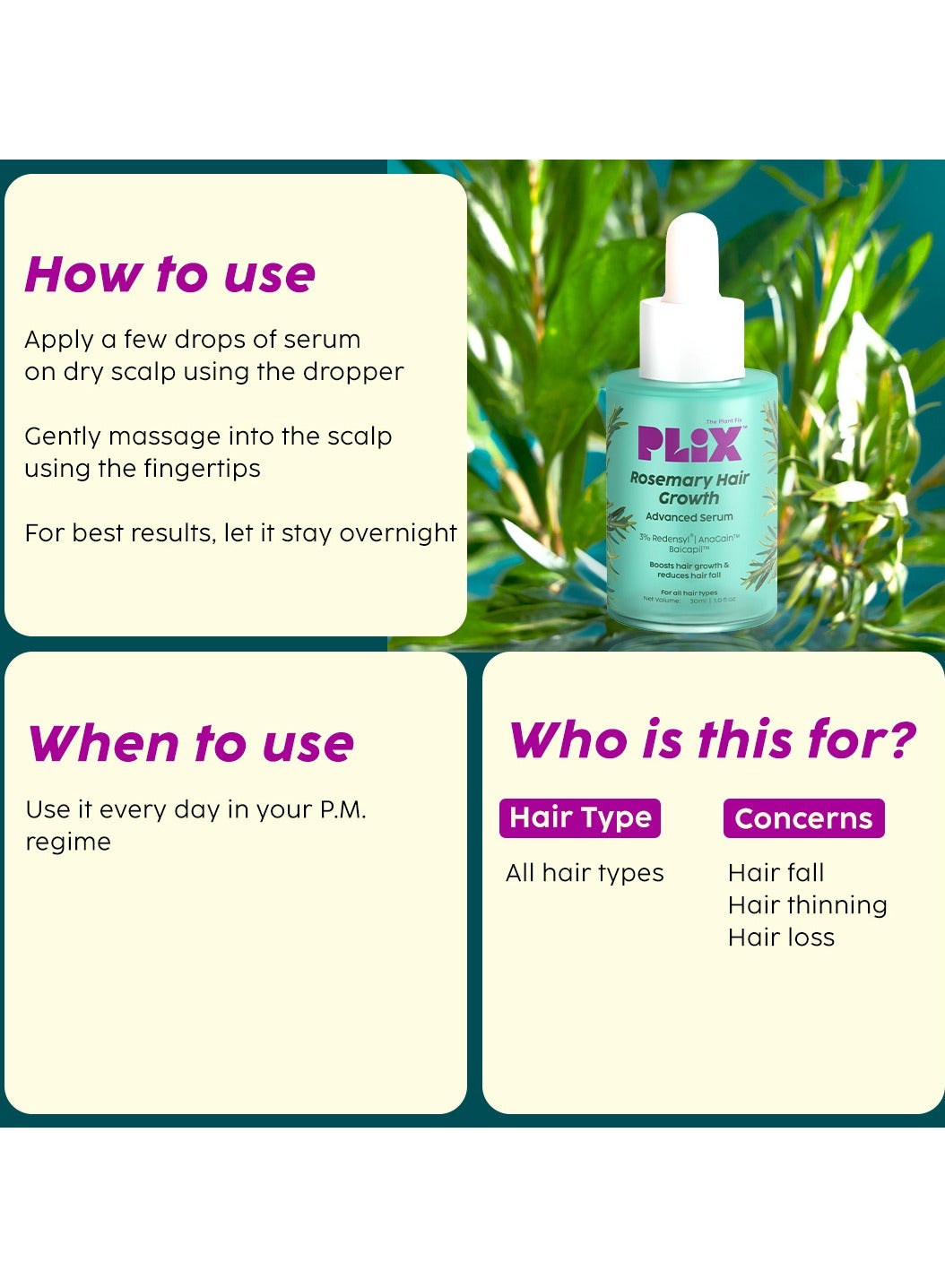 Rosemary Hair Growth Serum with 3% Redensyl, 4% AnaGain and 3% Baicapil that Stimulates Hair Growth, Increase Hair Density Thickens Hair For Men And Women, 30ml - image 6