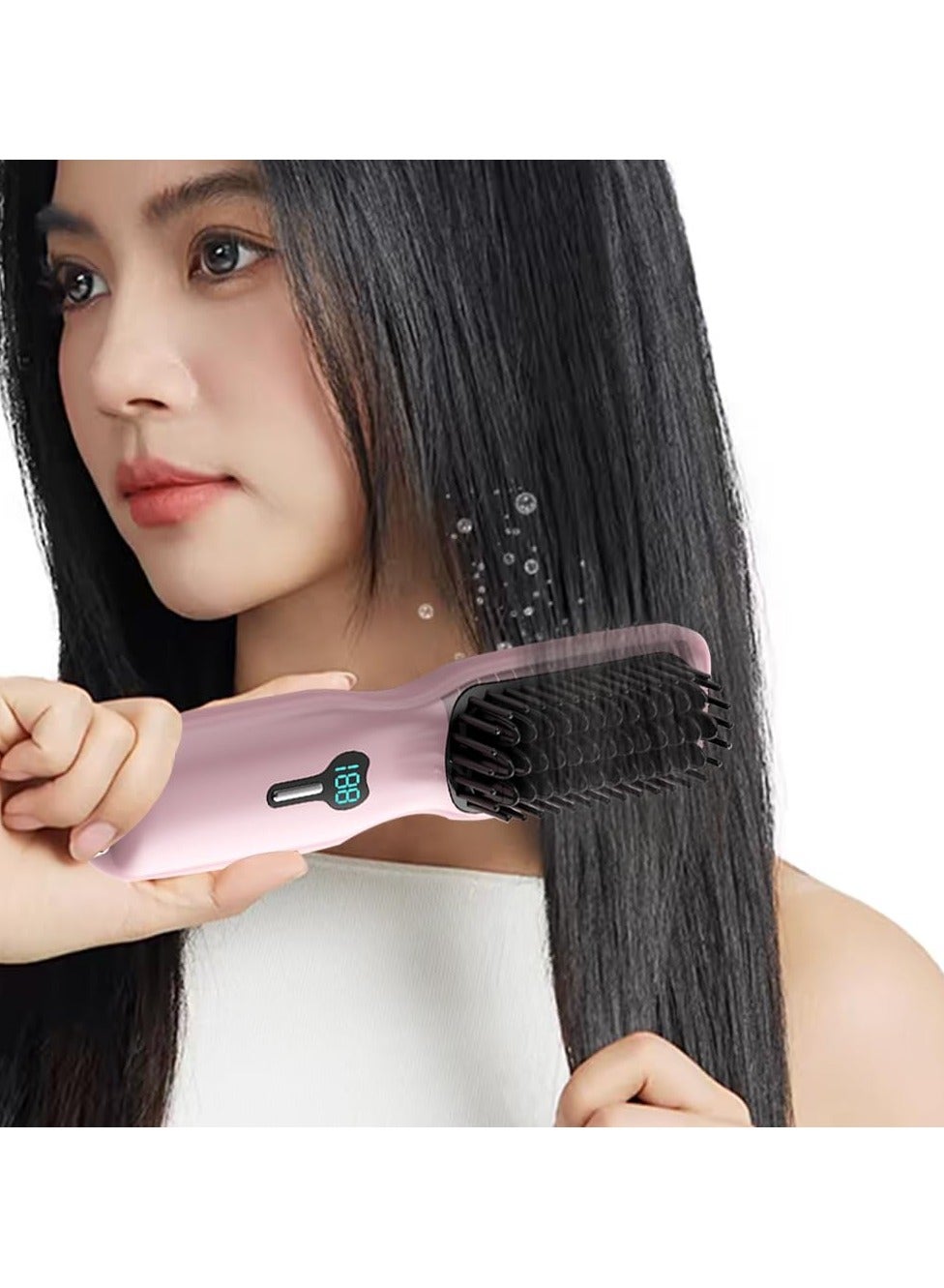 Portable Straightening Brush for Travel, Cordless Hair Straightener Comb, 11 Temperature Adjustment, Fast Heating, Create Hairstyles Anytime, Suitable for Different Hair Types