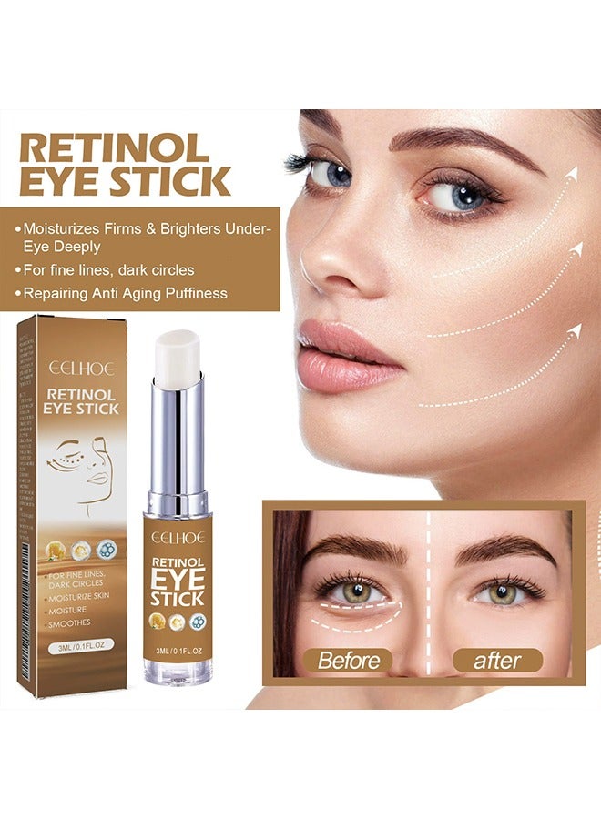 Retinol Eye Stick - Collagen And Hyaluronic Acid For Dark Circle Puffiness Eye Bags And Fine Lines Retinol Eye Cream Eye Brightener Stick Under Eye Cream For Anti Aging Improve Eye Skin