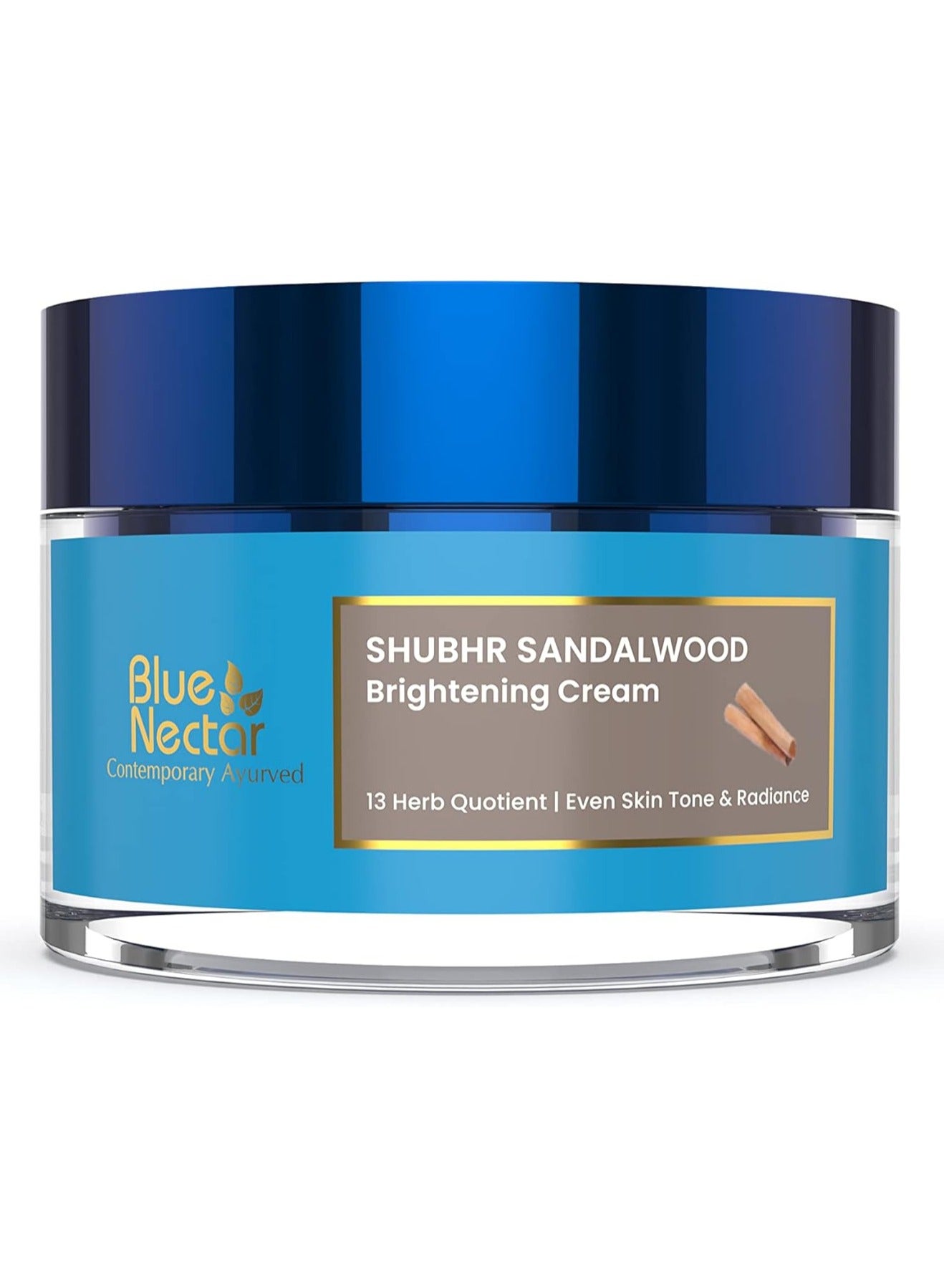 Blue Nectar Daily Moisturizer for Face | Authentic Sandalwood, Turmeric, Manjistha & Ashwagandha Radiance Cream for Face | Plant Based Cream for Visibly Glowing Skin (Women, 13 Herbs, 1.7 oz)