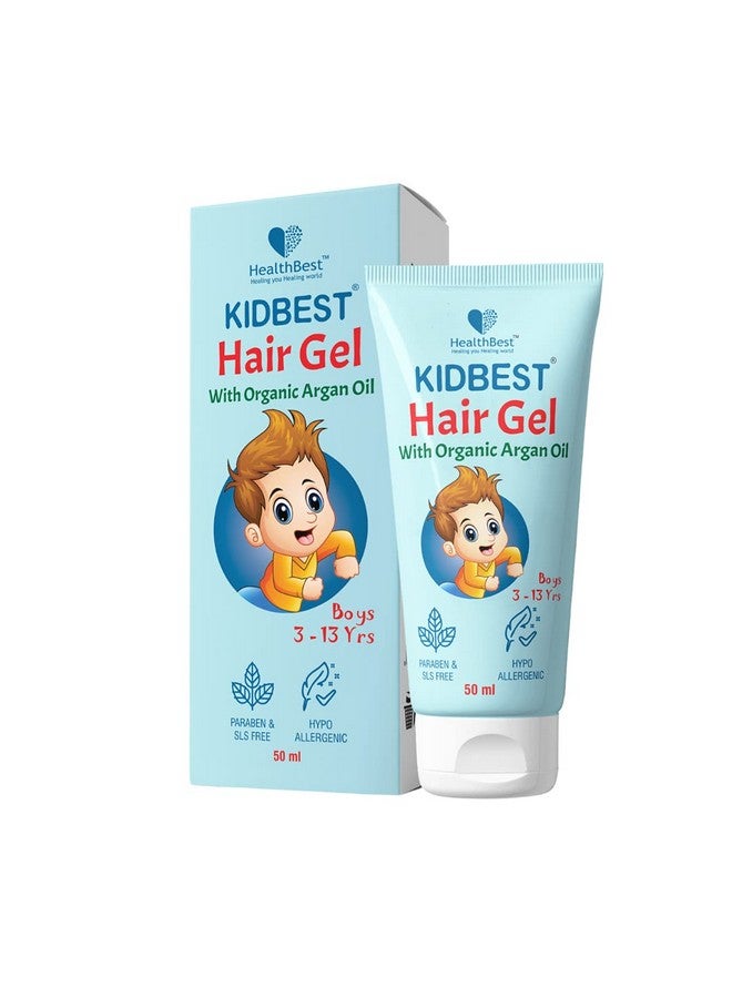 HealthBest Kidbest Hair Gel for Kids Hair Styling | Made with Organic Argan Oil, Kertine & Moringa Oil | Hair Growth | Damaged Hair | Tear, Paraben, SLS free | 50ml