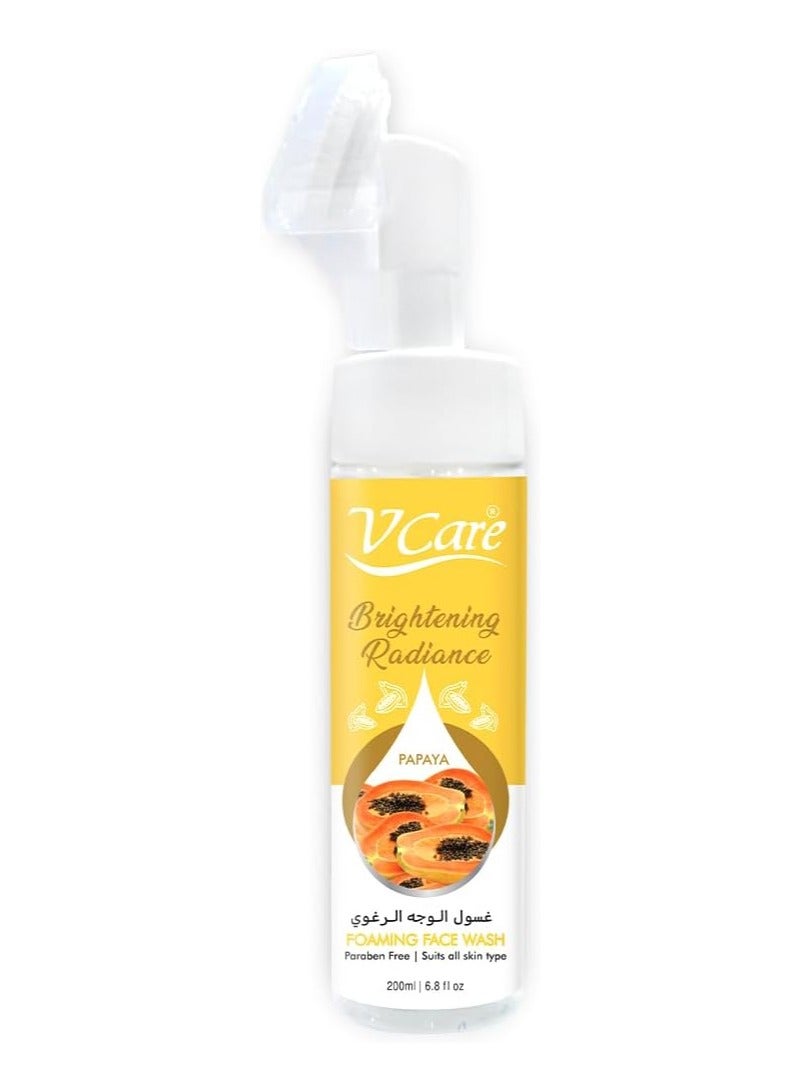 V Care Foaming Face Wash 200ml - Unlock Your Glow | Papaya Extract Infused | Gentle Exfoliation for Naturally Vibrant Skin