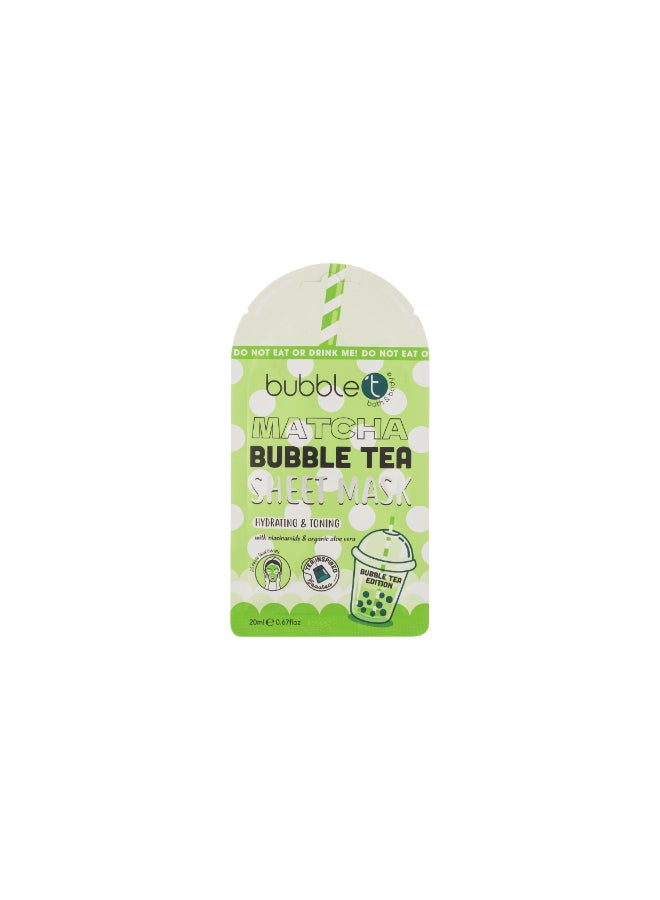Purifying Matcha Face Sheet Mask with Aloe Vera & Niacinamide - Detoxifies & Balances Oily Skin, Minimizes the Appearance of Pores (20 ml)