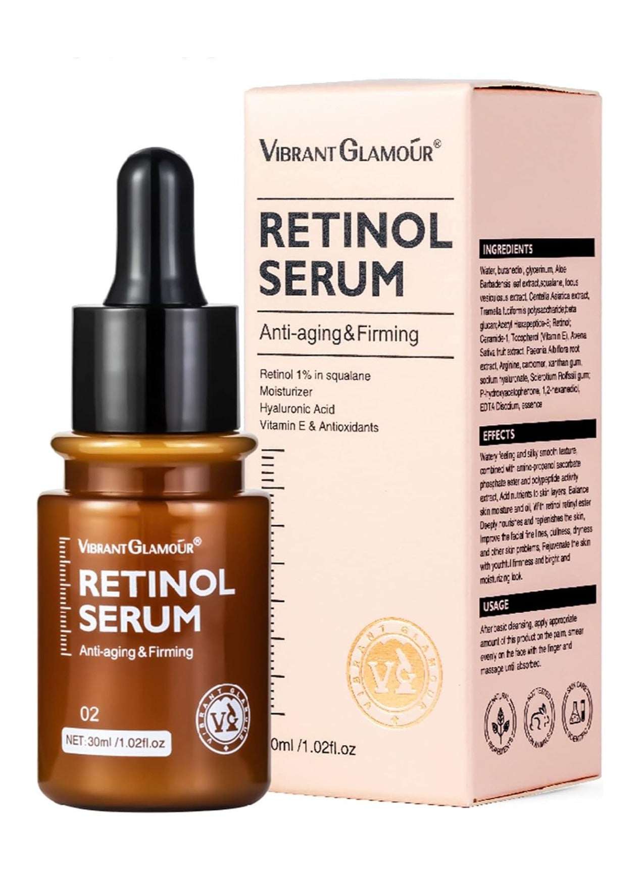 VIBRANT GLAMOUR FDA Retinol Serum For Face Face Serum Retinol Serum Original Retinol Serum Anti-aging Brightening Retinol Serum For Melasma Retinol Serum Anti Aging Facial Anti Aging Moisturizer Moisturizing Whitening Skin Care 30ml