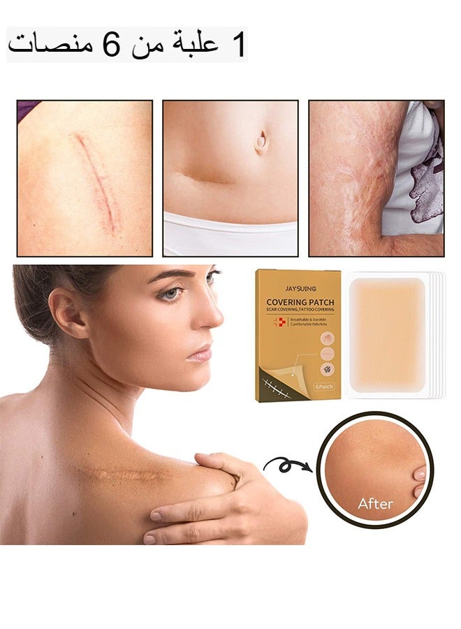 6 Patches Tattoo Cover Up Tape, Ultra Thin Skin Tone Concealer Sticker, Invisible Concealer Patch for Covering up Tattoos and Scars