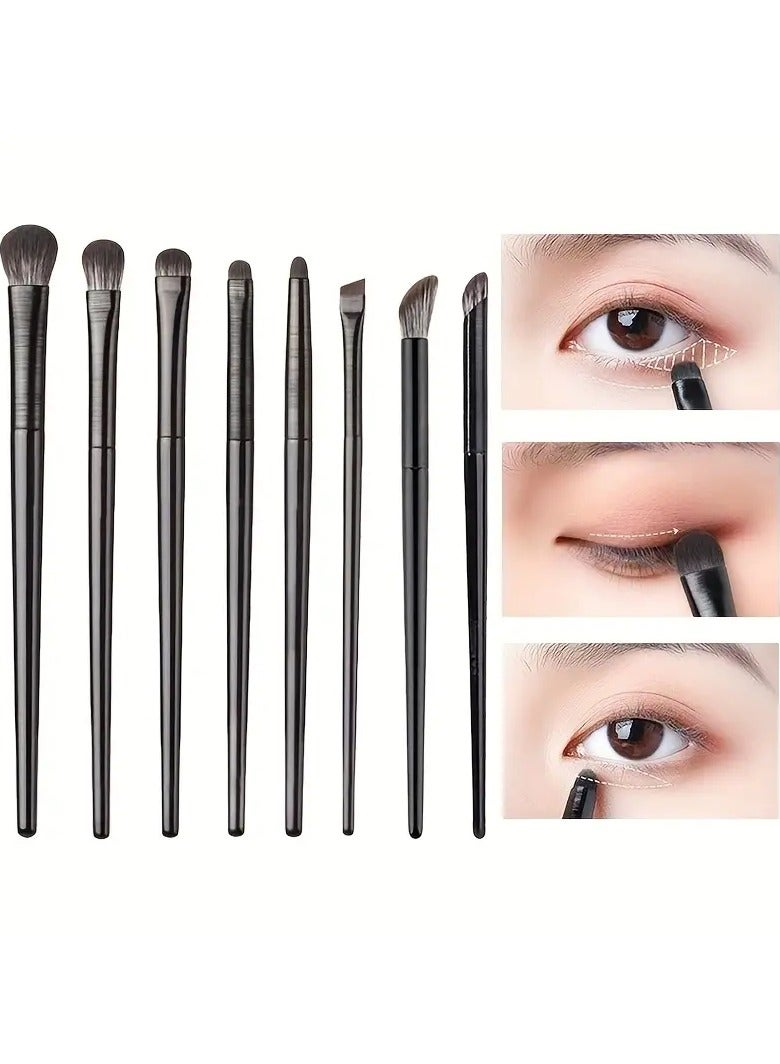 8Pcs Eyeshadow Brush Set for Blending Smudging Winged Liner Crease Highlighting Small Detailing and More for Delicate Eye Makeup