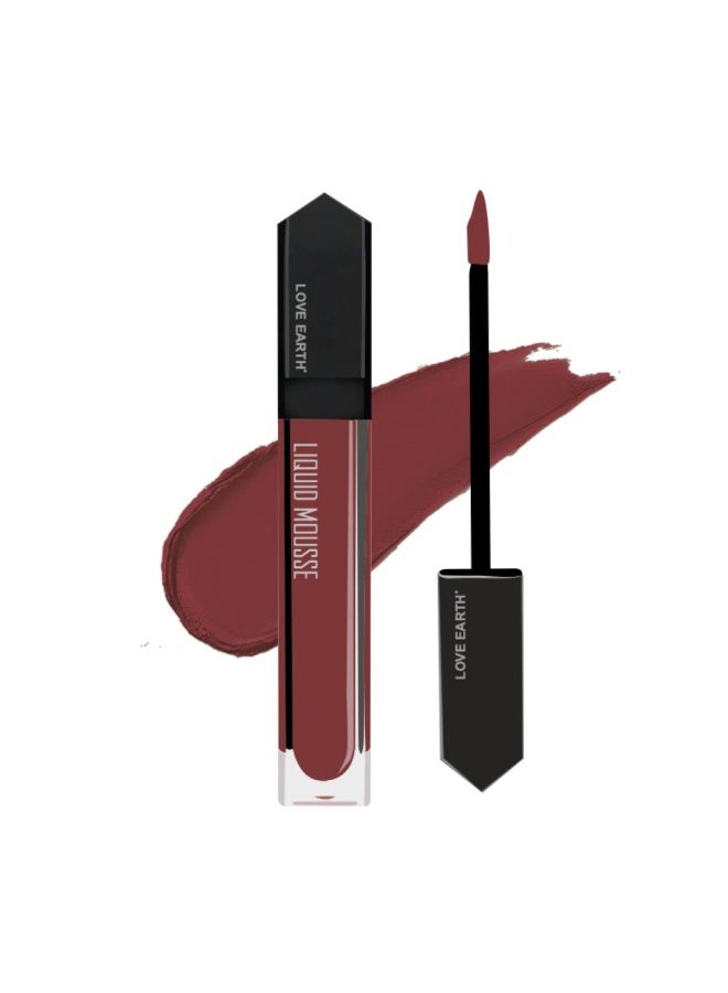 Liquid Mousse Lipstick - Irish Coffee Matte Finish | Lightweight, Non-Sticky, Non-Drying,Transferproof, Waterproof | Lasts Up To 12 Hours With Vitamin E And Jojoba Oil - 6Ml