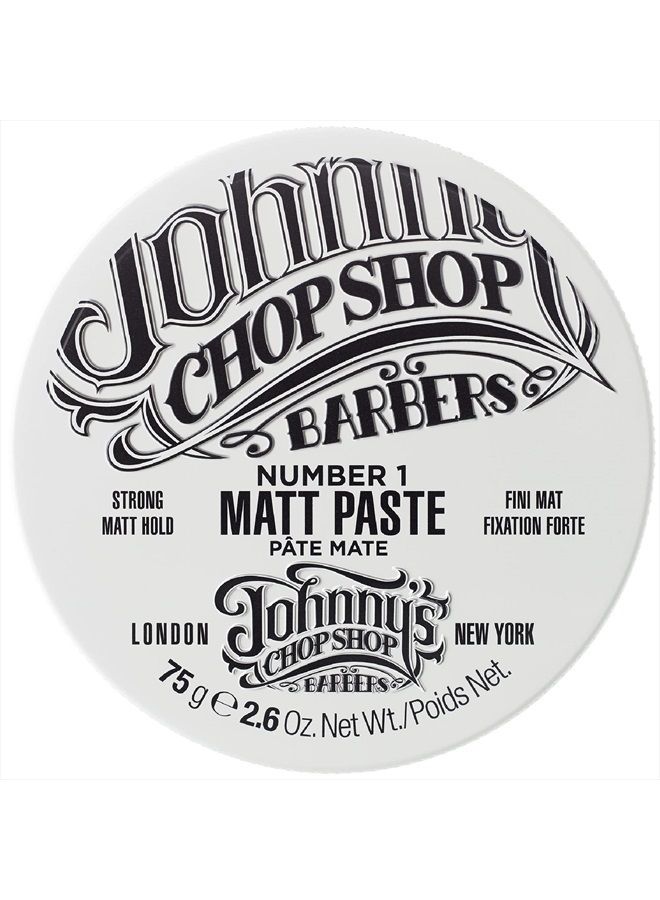 JOHNNY'S CHOP SHOP #1 Men's Hair Styling Matte Paste Pro-Quality Strong Hold, Lasting Texture, Natural Look Soybean Oil Protection & Hydration 2.6 oz