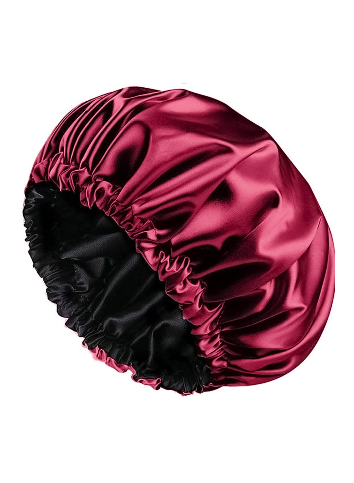 Shower cap for women,Luxury Silk Lined Shower Cap, Machine Washable, Adjustable Size Reusable,Large Satin Shower Cap for all hair