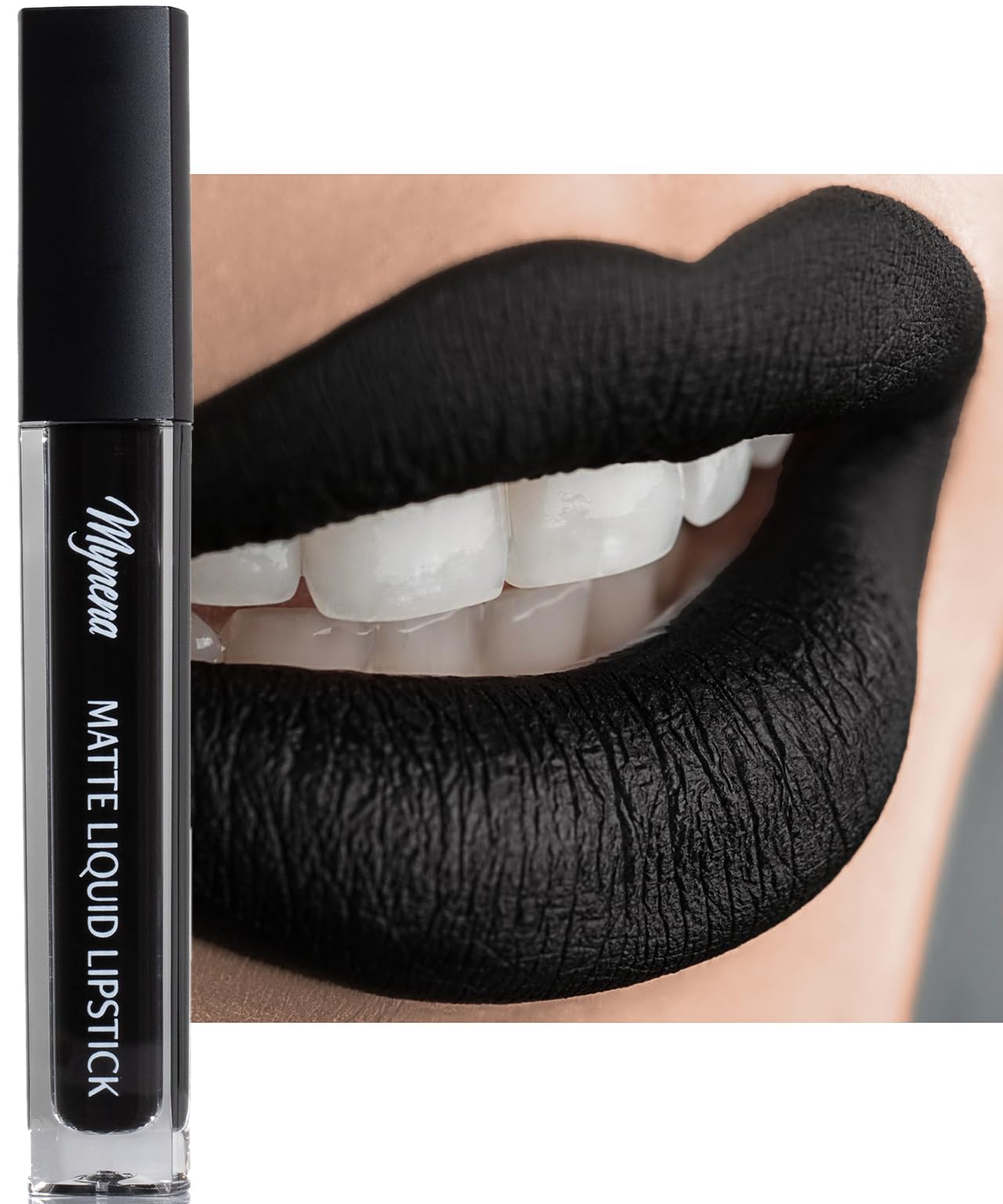 Mynena Matte Liquid Lipstick Black | Long-Lasting Comfort | Smudge-Proof Transfer-Resistant Vegan & Cruelty-Free | Full Coverage Non-Drying True Pigment | All-Day Wear Lip Color | Linda