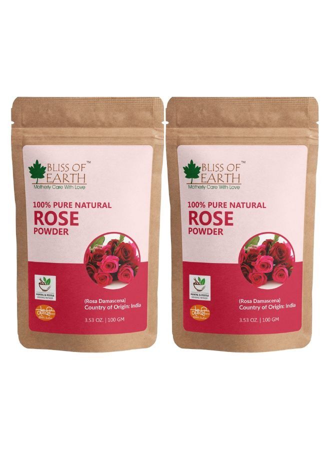 100% Pure Natural Rose Powder 100GM Great For Face & Skin Pack of 2