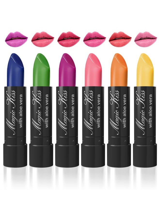 Color Changing Matte 6 Piece Lipstick Set infused with Aloe Vera Made in USA (Colors of Aloha 1)