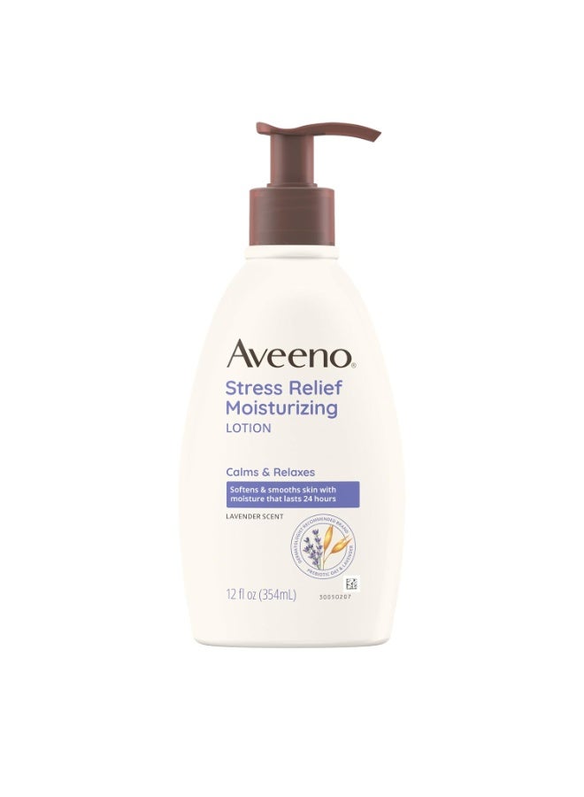 Aveeno Stress Relief Moisturizing Body Lotion with Lavender Scent, Natural Oatmeal to Calm & Relax, Non-Greasy Daily Stress Relief Lotion, 12 fl. oz